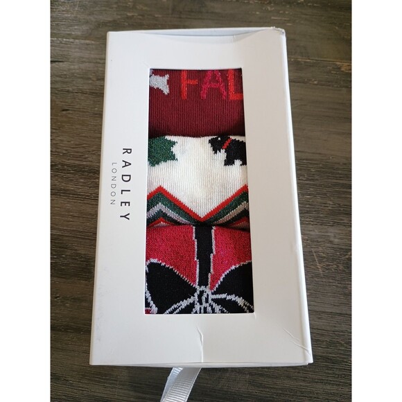 Radley London Dark Red It's Christmas Sick Set Of 3 New Scottish Terrier - Picture 2 of 6